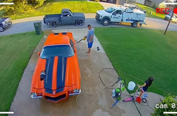 When Daughter screamed “Daddy, watch out!” as father washed the car.